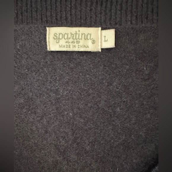 Spartina Hayden Cashmere V-neck Pullover Deep Slate - Picture 5 of 6